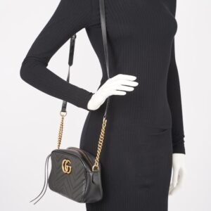 Gucci Womens GG Marmont Bag Black Leather Small | AlmaBagz