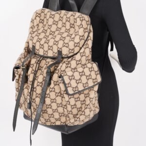 Gucci Womens GG Backpack Beige Wool | AlmaBagz