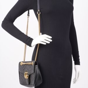 Gucci Marmont GG Flap Bag Black Leather Small | AlmaBagz