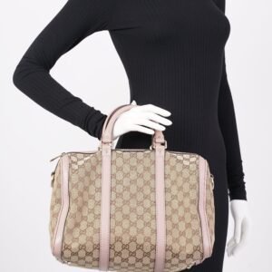Gucci Womens Boston Bag Supreme / Pink Canvas Medium | AlmaBagz