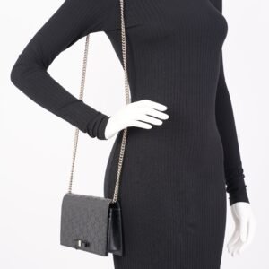 Gucci Womens Guccissima Chain Wallet Black | AlmaBagz