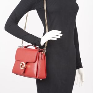Gucci Womens Interlocking Dollar Bag Red Leather Small | AlmaBagz