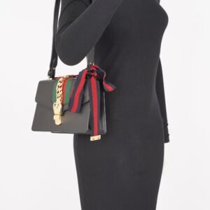 Gucci Womens Sylvie Black / Green / Red Medium | AlmaBagz