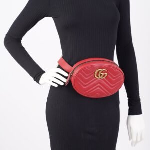 Gucci Womens Marmont Belt Bag Red Leather | AlmaBagz