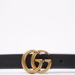 Gucci Womens Skinny Marmont Belt Black / Gold 80cm / 32" | AlmaBagz