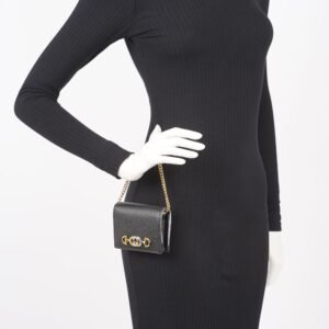 Gucci Womens Zumi Card Case Wallet Black / Gold | AlmaBagz