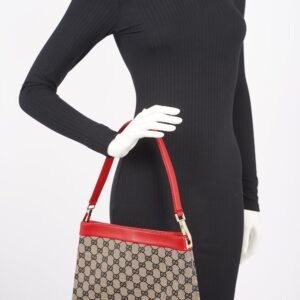 Gucci Womens GG Canvas Shoulder Bag Supreme / Red | AlmaBagz