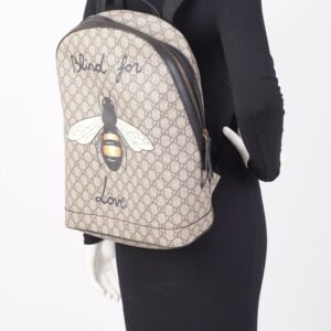 Gucci Womens Bee Backpack Brown Canvas | AlmaBagz