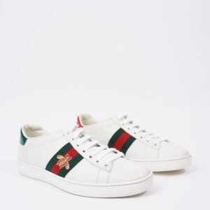 Gucci Womens Ace Bee White / Green / Red EU 35 / UK 2 | AlmaBagz