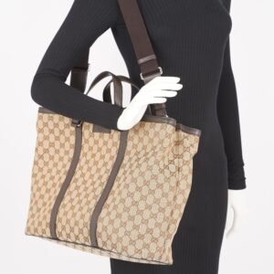 Gucci Womens GG Joy Tote Brown Canvas Large | AlmaBagz