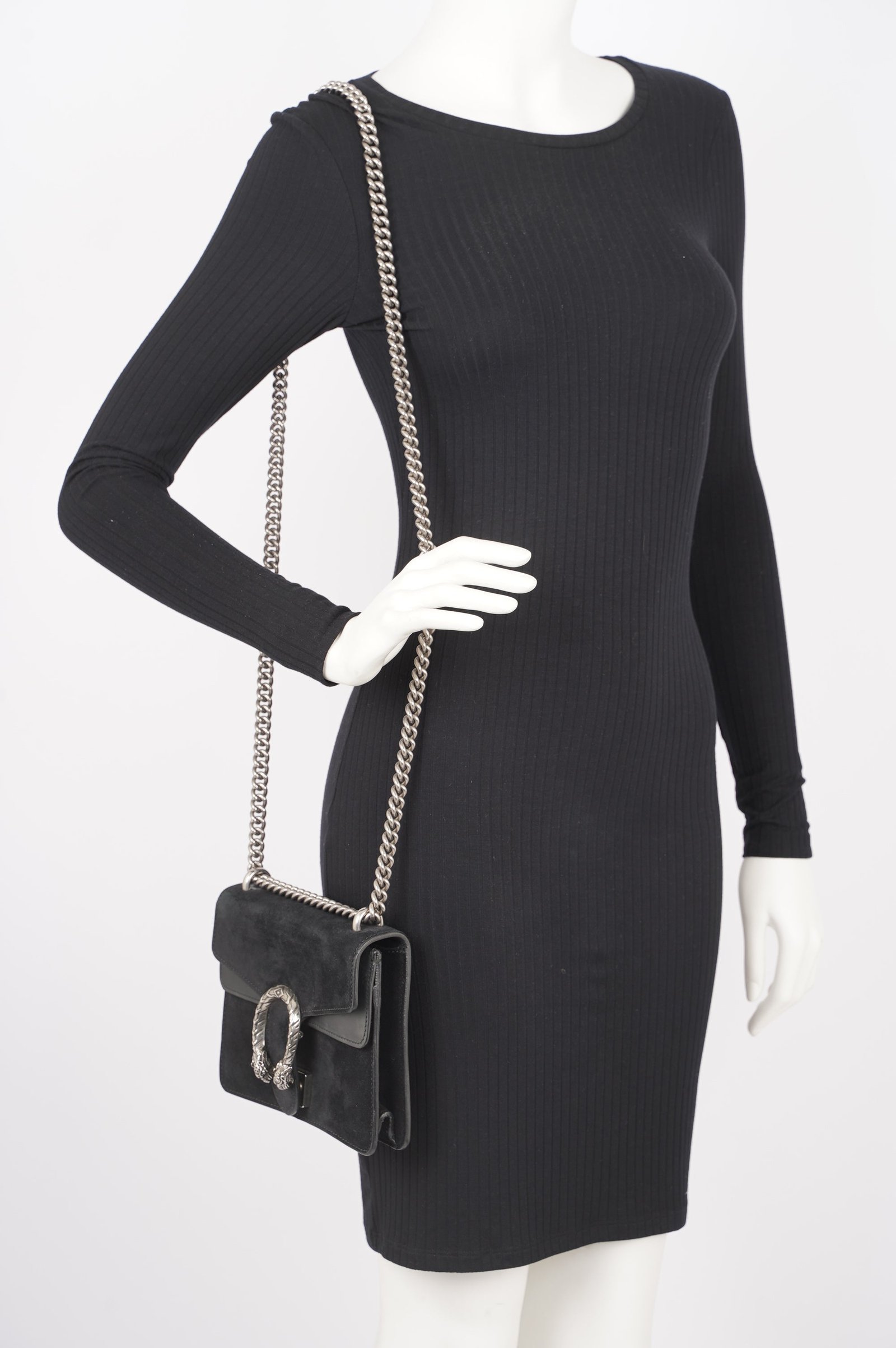 Gucci Dionysus Bag Black Canvas Mini | AlmaBagz