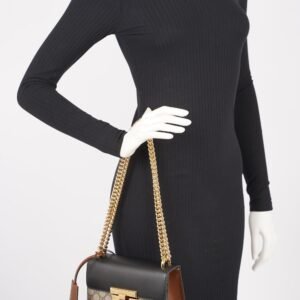 Gucci Womens Padlock Bag Black / Brown Leather / Canvas Mini | AlmaBagz