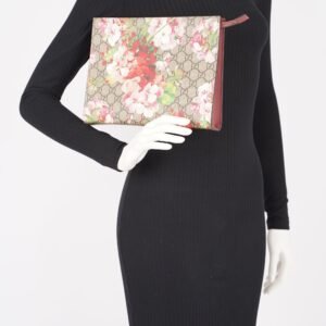 Gucci Womens GG Blooms Cosmetic Case Floral Print Canvas Large | AlmaBagz