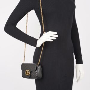 Gucci Womens Marmont Bag Black Leather Super Mini | AlmaBagz