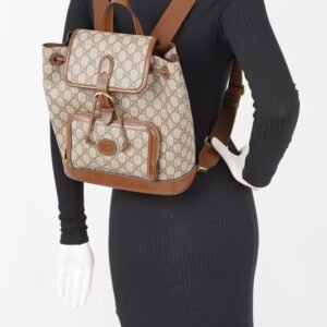 Gucci Womens GG Supreme Backpack Brown | AlmaBagz