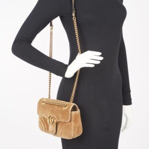 Gucci Womens GG Marmont Flap Bag Caramel Small | AlmaBagz