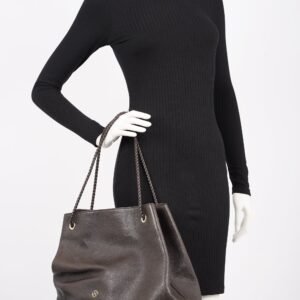 Gucci Womens Braided Handle Tote Brown Large | AlmaBagz