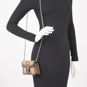 Gucci Womens Dionysus Jumbo GG Bag Brown Canvas Super Mini | AlmaBagz