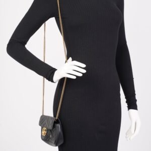Gucci Marmont Flap Black Matelasse Leather Super Mini | AlmaBagz