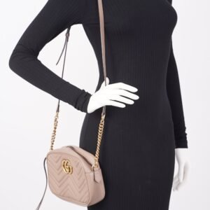Gucci Womens Marmont Zip Bag Mauve Leather Small | AlmaBagz
