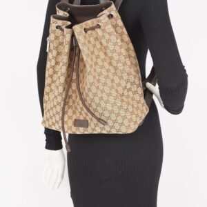 Gucci Womens GG Drawstring Backpack Brown | AlmaBagz