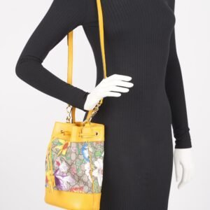 Gucci Womens Ophidia GG Flora Bucket Bag Yellow / Floral Canvas | AlmaBagz