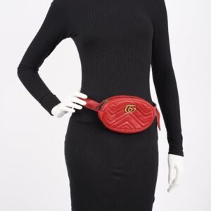 Gucci Womens Marmont Belt Bag Red / Gold 85cm / 34" | AlmaBagz