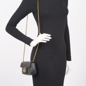 Gucci Womens Marmont Flap Black / Gold Super Mini | AlmaBagz