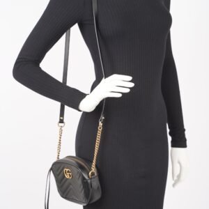 Gucci Womens Marmont Zip Black / Gold Mini | AlmaBagz