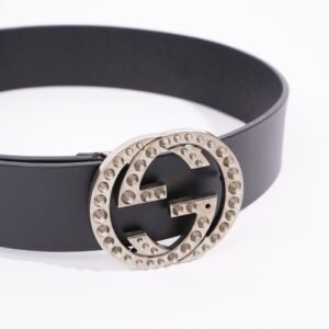 Gucci Oversized Interlock GG Belt Black Leather 30 | AlmaBagz