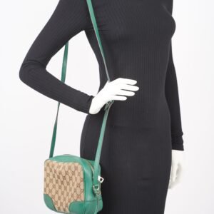Gucci Womens Bree Crossbody Supreme / Green | AlmaBagz