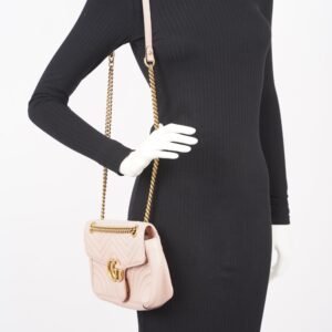 Gucci Womens Marmont Flap Dusty Pink Small | AlmaBagz