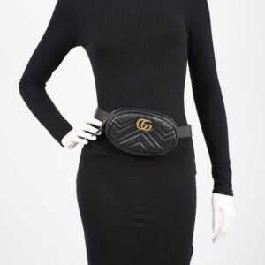 Gucci Womens Marmont Belt Bag Black / Gold 85cm / 34" | AlmaBagz
