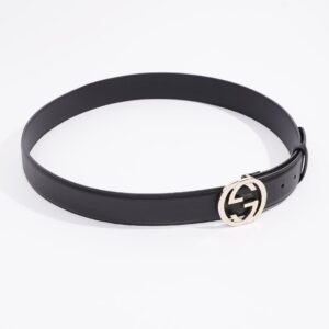 Gucci Womens Interlocking Belt Black Leather 100cm - 40" | AlmaBagz