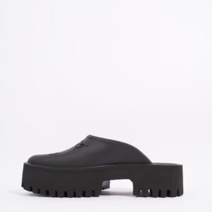 Gucci Womens Platform Perforated G Sandal Black EU 40 / UK 7 | AlmaBagz