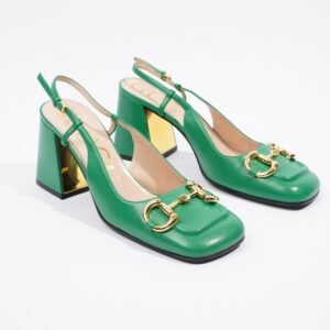 Gucci Mid Heel Slingback Heel Green Leather EU 38 / UK 5 | AlmaBagz