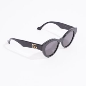 Gucci Cat Eye Sunglasses Black Acetate 145 | AlmaBagz