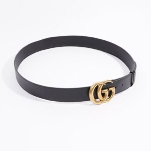 Gucci Womens Marmont Belt Black Leather 110cm - 44" | AlmaBagz