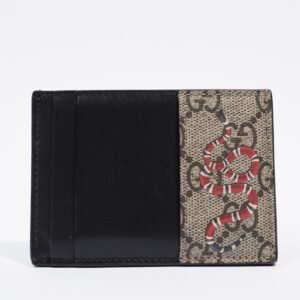 Gucci Womens Card Holder Brown / Black Canvas / Leather | AlmaBagz