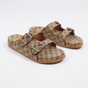 Gucci Slide Sandal With Straps Beige / Ebony EU 46 / UK 12 | AlmaBagz