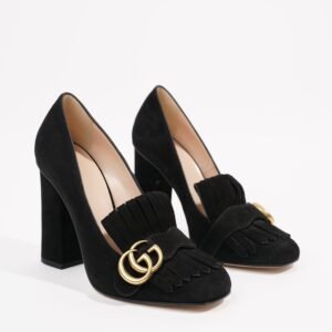 Gucci Womens Fringed Mules Black Suede EU 38 / UK 5 | AlmaBagz