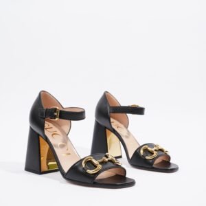Gucci Womens Sandal With Horsebit Black / Gold EU 37.5 / UK 4.5 | AlmaBagz