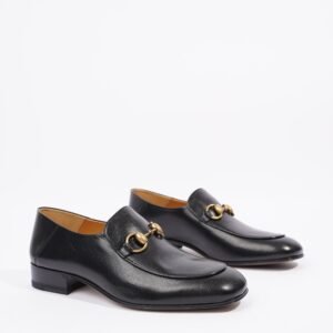 Gucci Womens Leather Horsebit Loafer Black / Gold EU 38 / UK 5 | AlmaBagz