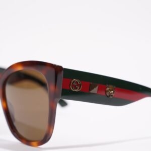Gucci Womens Star Icon Havana Web Sunglasses Brown / Red / Green 140 | AlmaBagz