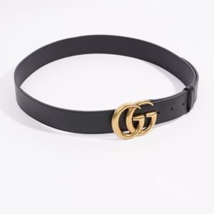 Gucci Womens Marmont GG Belt Black Leather 100 - 40" | AlmaBagz