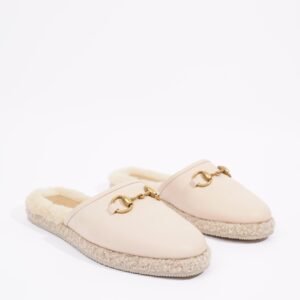 Gucci Womens Leather & Fur Horsebit Mule Nude EU 36.5 / UK 3.5 | AlmaBagz