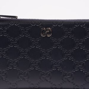 Gucci Womens Guccissima Bi-Fold Wallet Black Leather | AlmaBagz