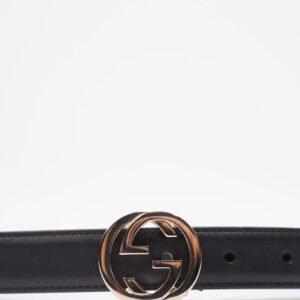 Gucci Womens Interlocking GG Belt Black Leather 75cm | AlmaBagz