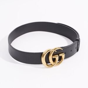 Gucci Womens Marmont GG Buckle Belt Black Leather 80cm - 32" | AlmaBagz