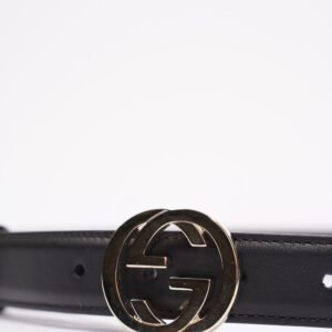 Gucci Womens Interlocking Belt Black / Silver 95cm - 38" | AlmaBagz